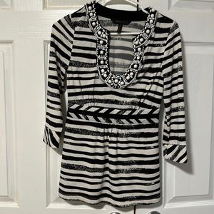 BCBG black and white empire waist top, XXS